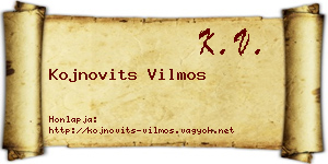 Kojnovits Vilmos névjegykártya