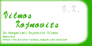 vilmos kojnovits business card